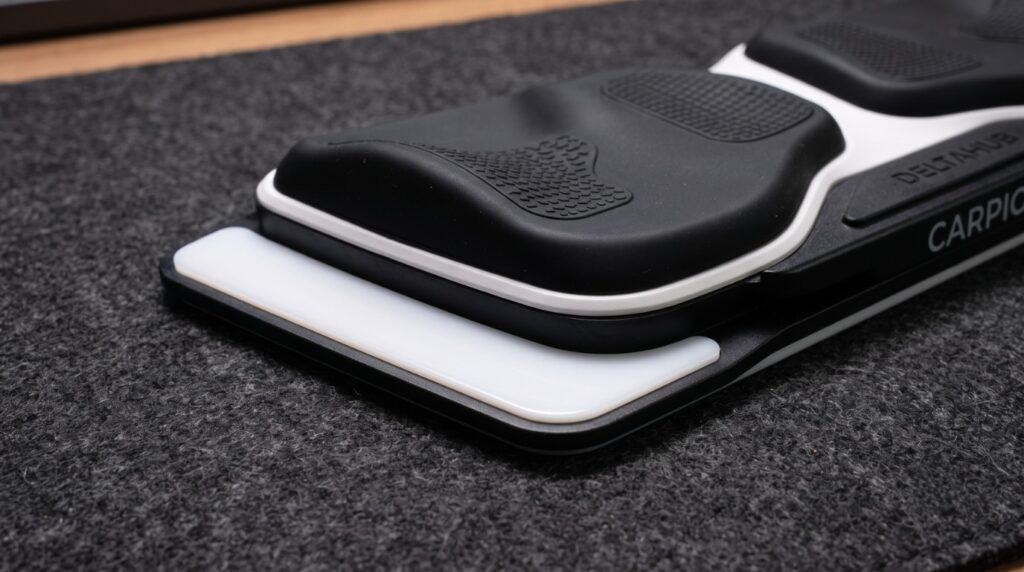Close-up of Carpio's PTFE base and silicone top pads