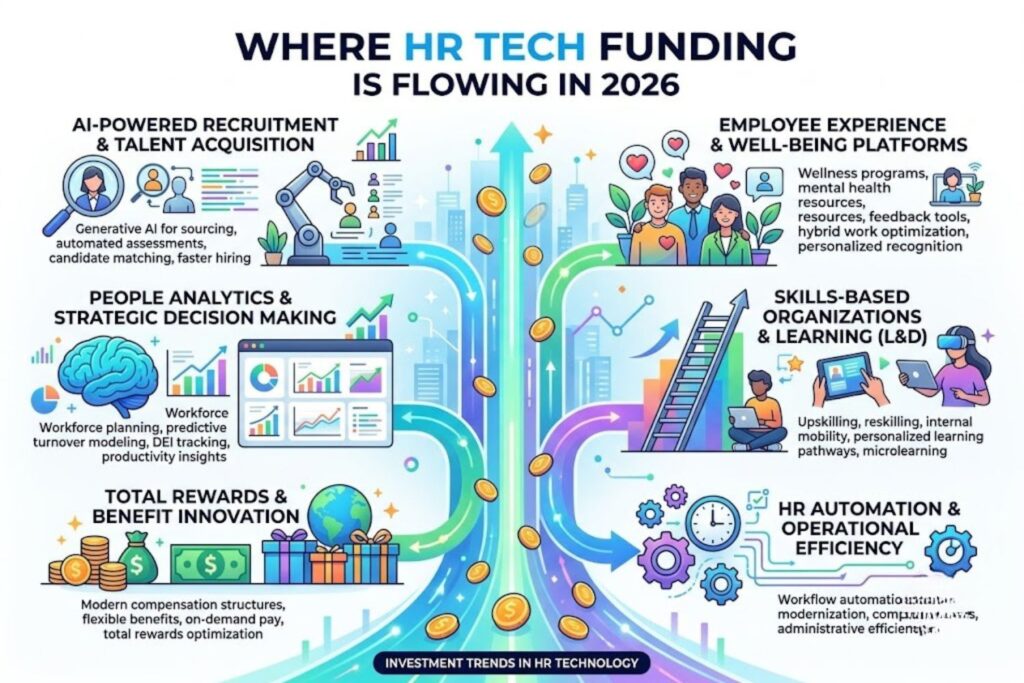 Chart comparing major 2026 HR tech funding rounds by amount
