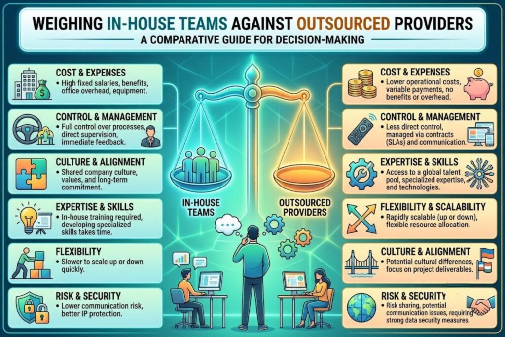 In-house vs outsourced instructional technology services comparison chart