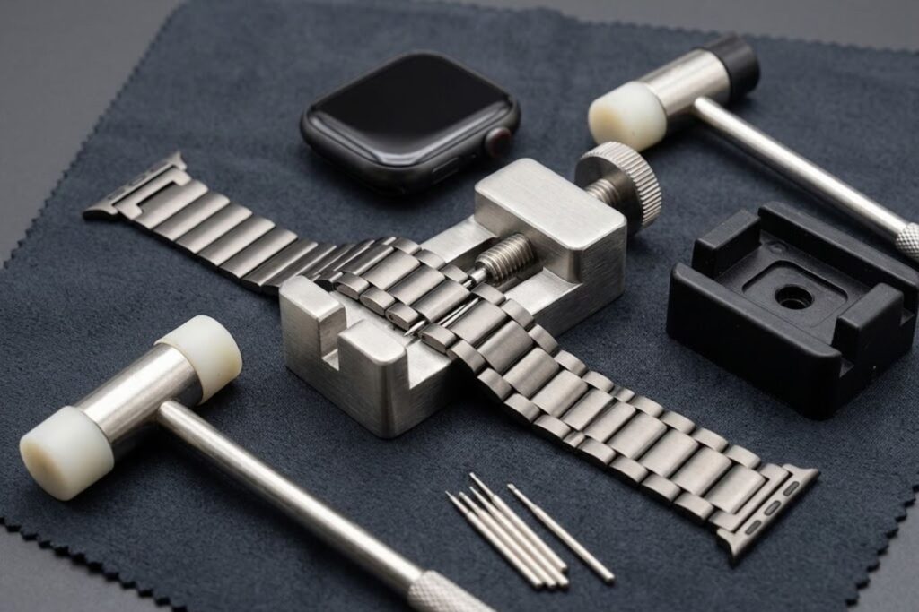 Stainless steel link adjustment tool for Apple Watch band