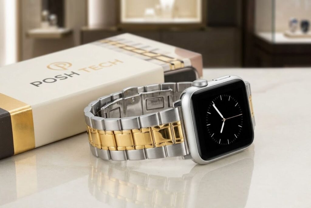 Posh Tech Emery two-tone silver and gold Apple Watch band