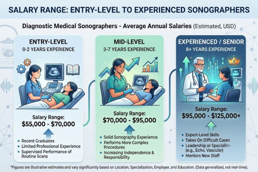 Ultrasound tech salary percentile breakdown chart